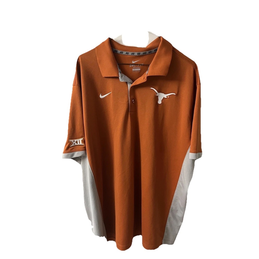 UNIVERSITY OF TEXAS LONGHORNS MEN'S NIKE DRI-FIT ORANGE POLO SHIRT Size XXL